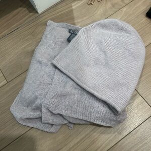 Women's Light Ice Purple Lilac Knit Beanie and Scarf Wool+Cashmere